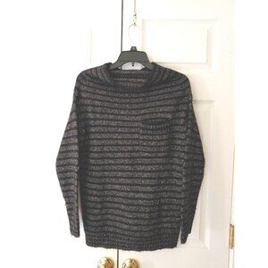 Women Wallace Black Metallic Striped Cowlneck Pocket Sweater Size XS